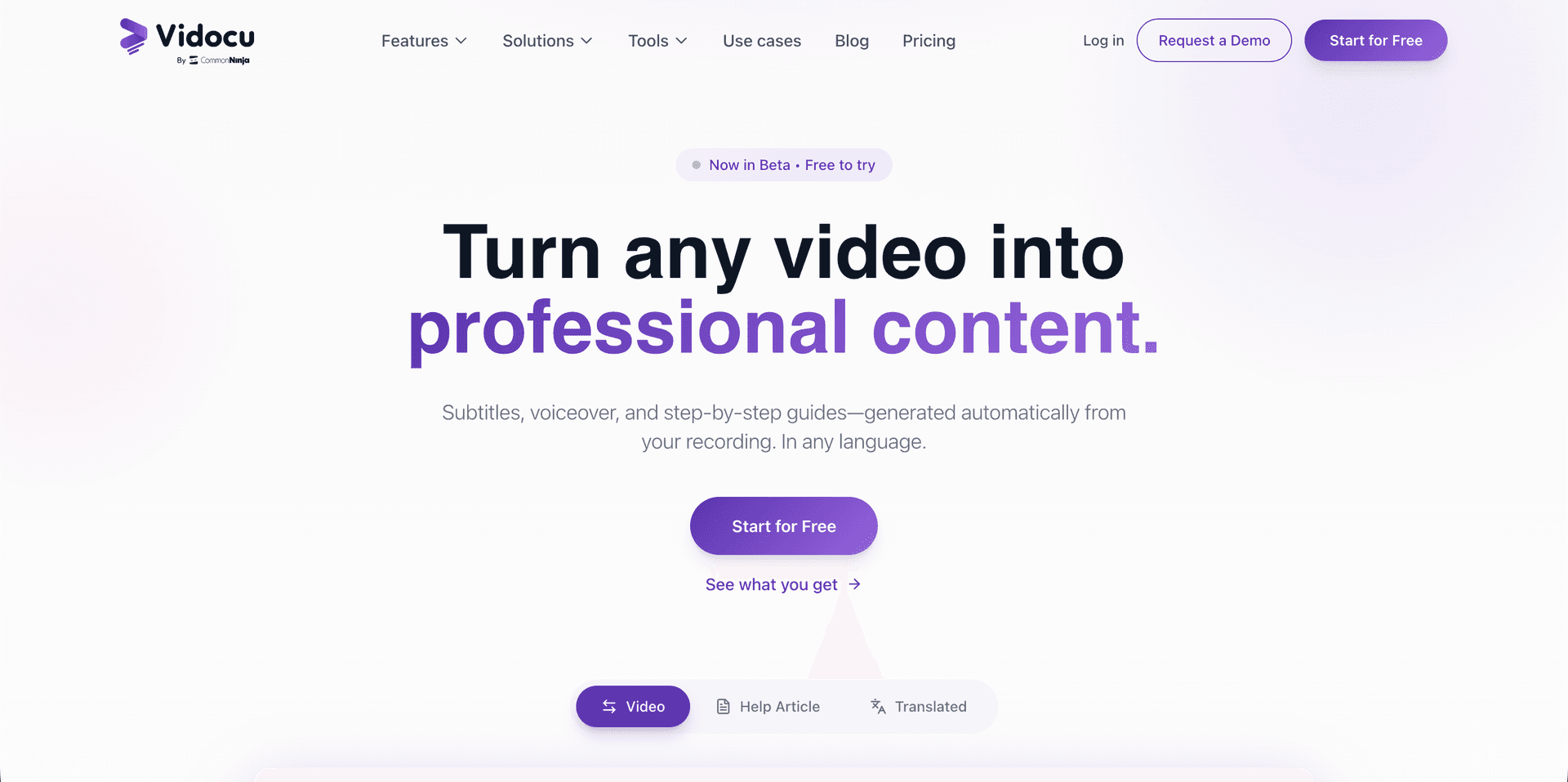 Vidocu Homepage