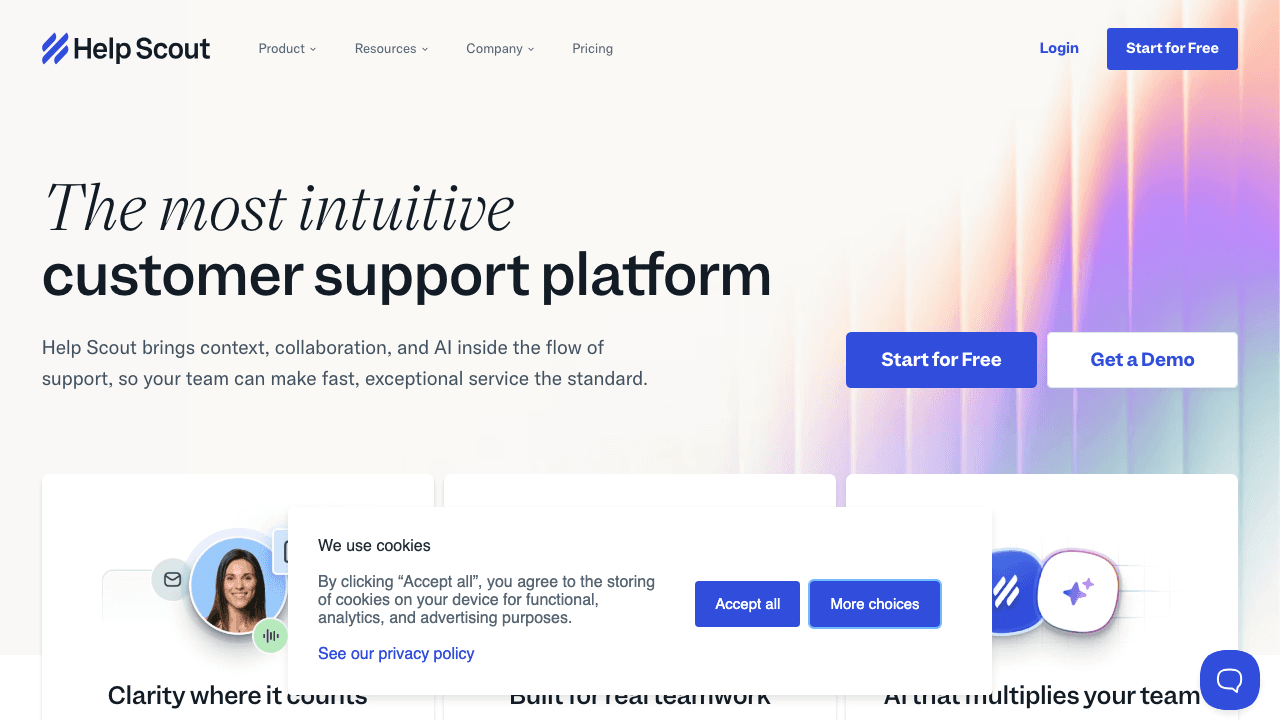 Help Scout homepage