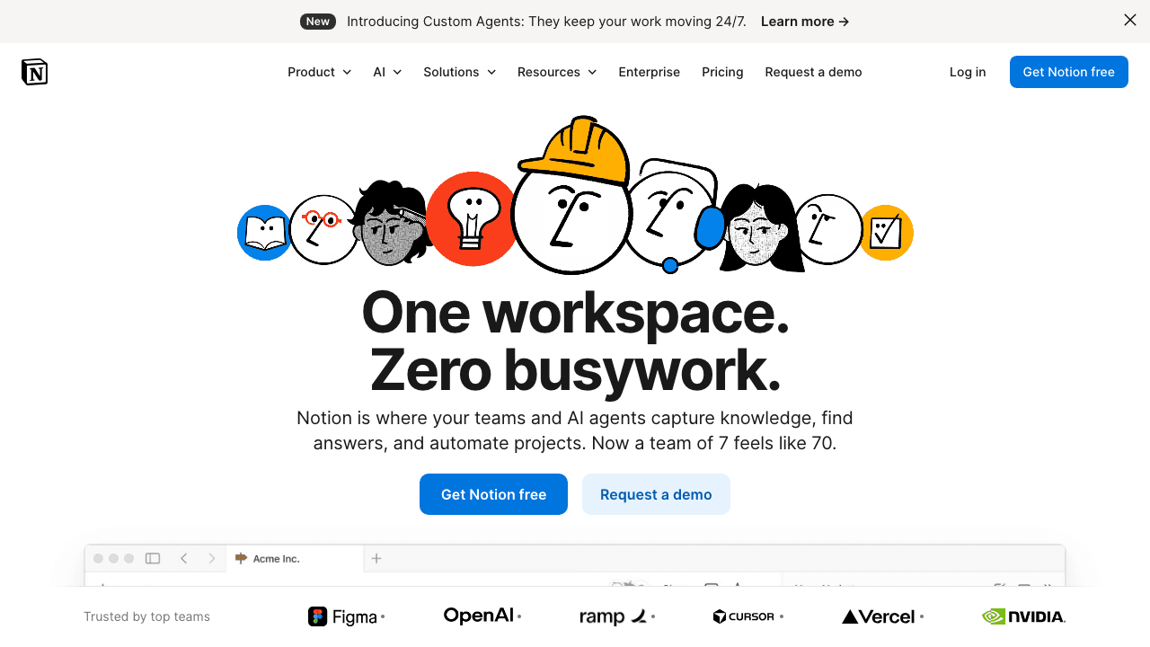 Notion homepage