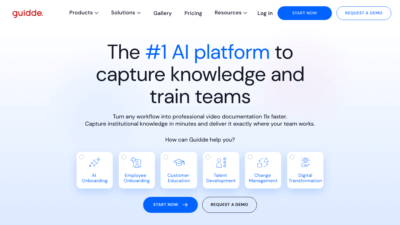 Guidde homepage