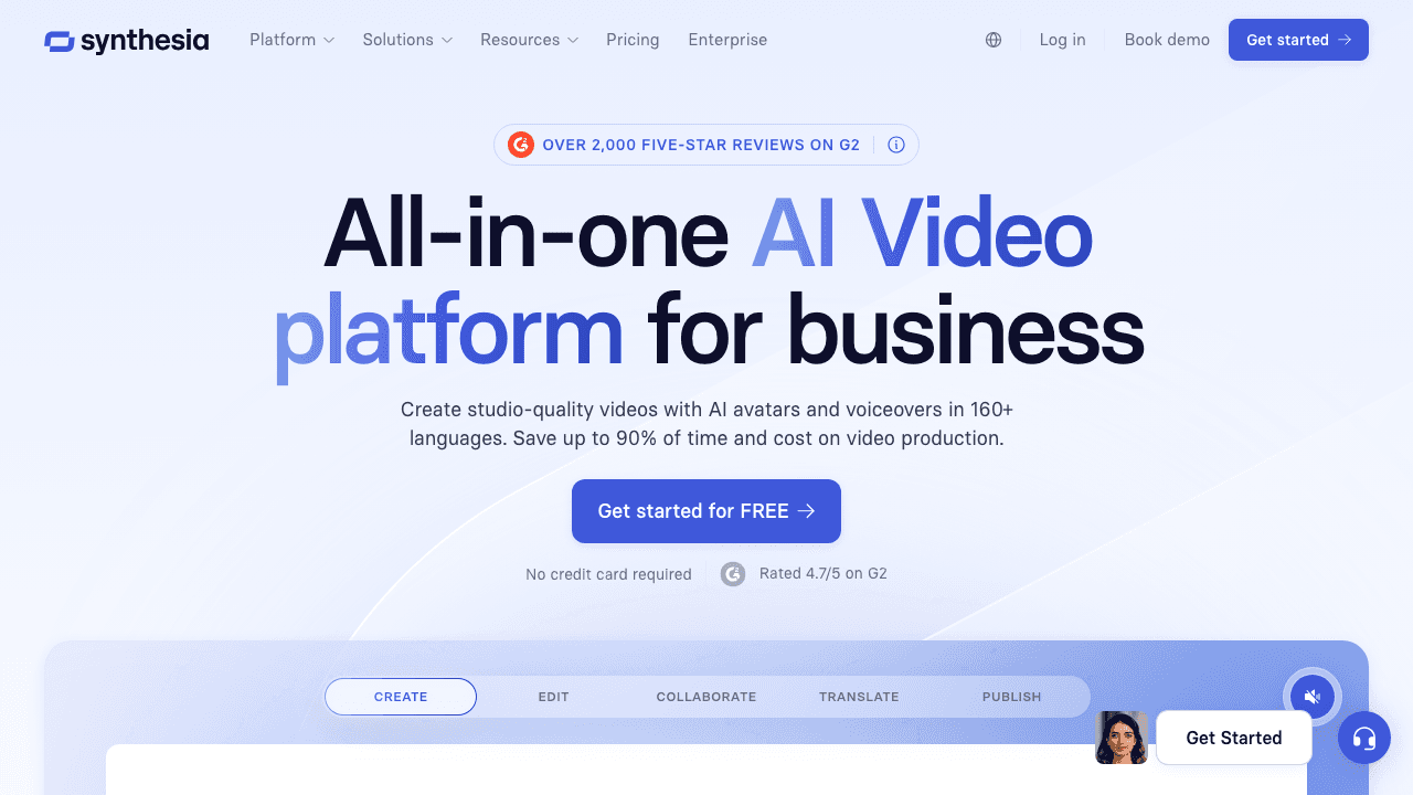 Synthesia AI avatar video translation platform