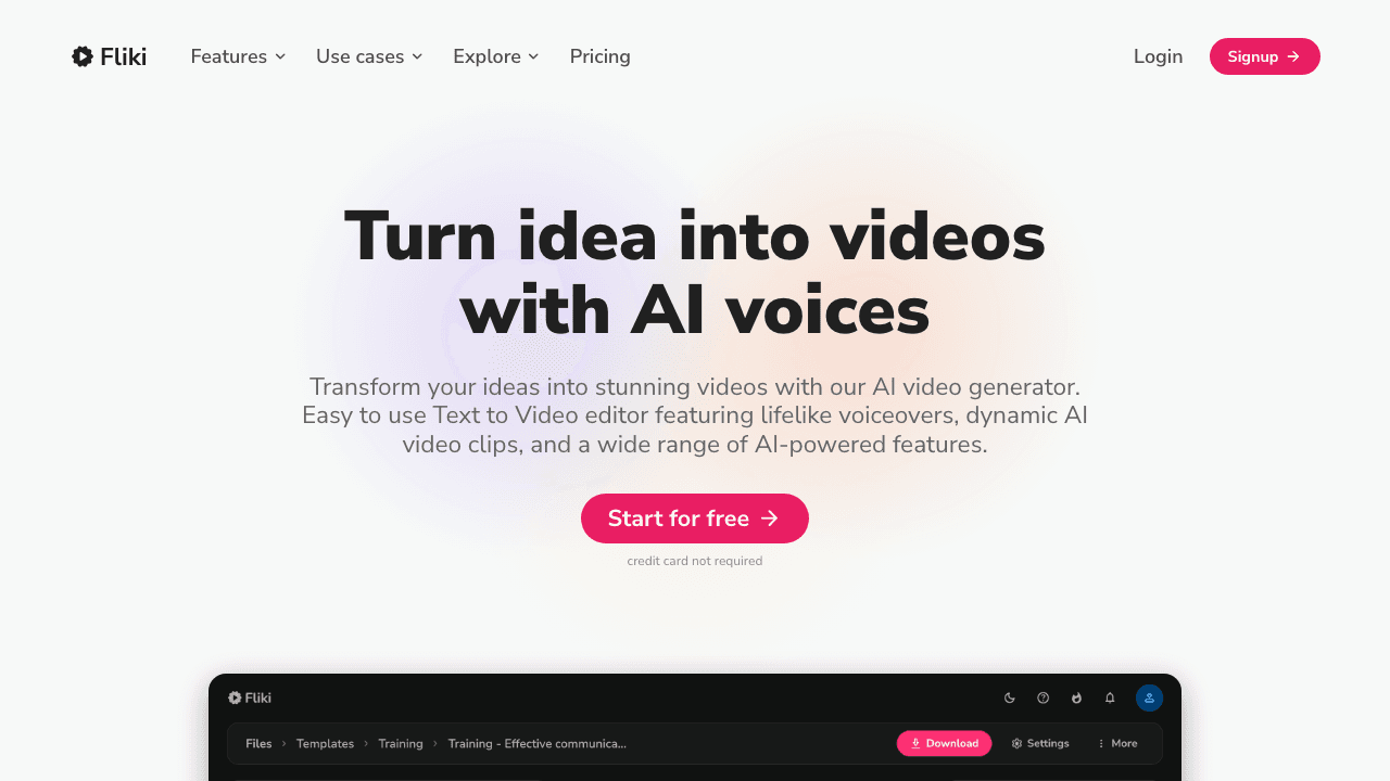 Fliki homepage