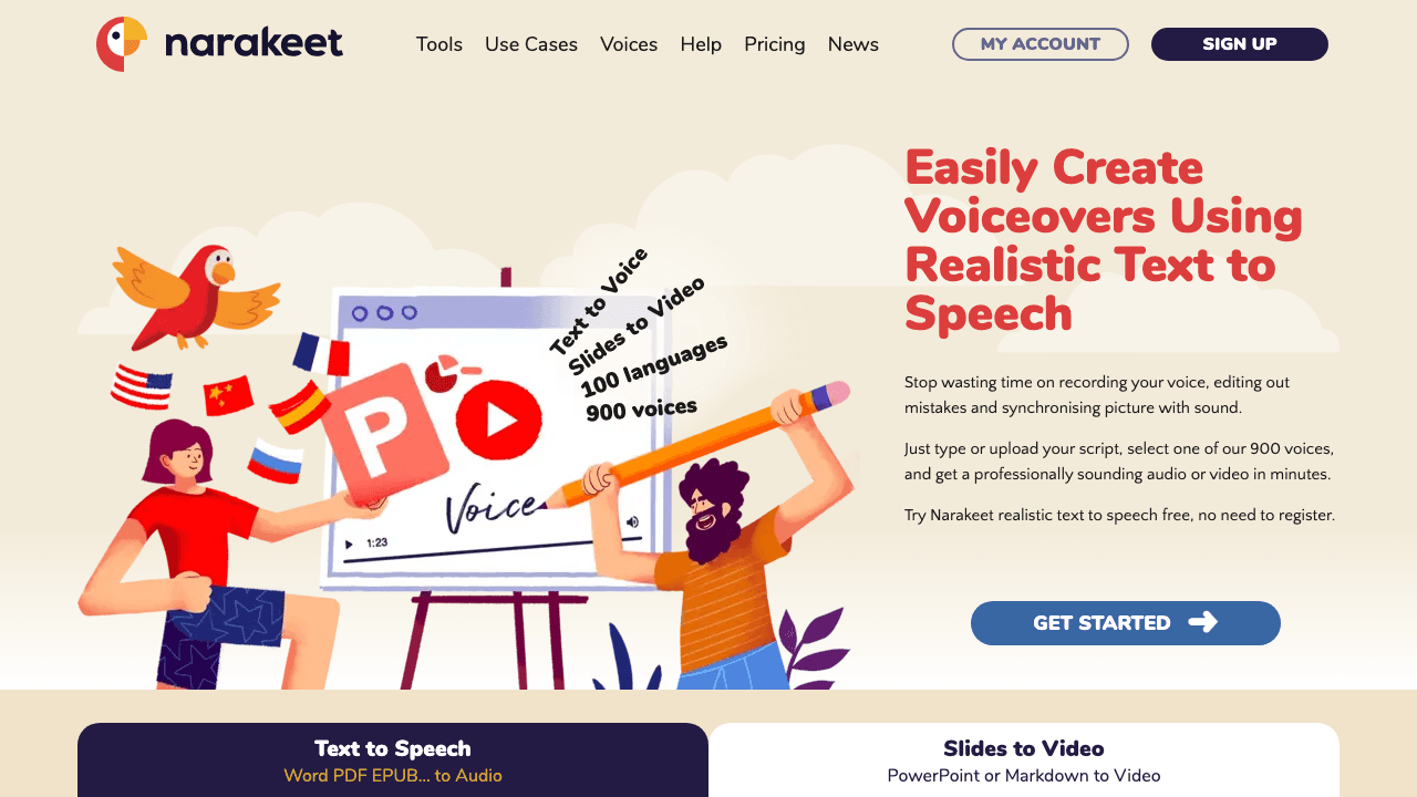 Narakeet homepage