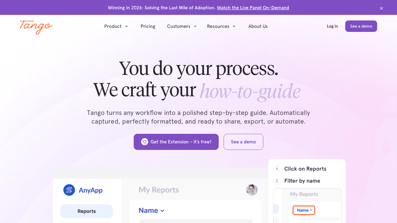 Tango homepage
